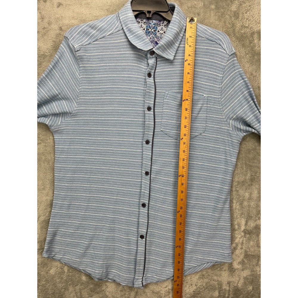 Robert‎ Graham Men's Adler Knit Shirt XL Blue Striped Casual Button Up - Picture 3 of 8